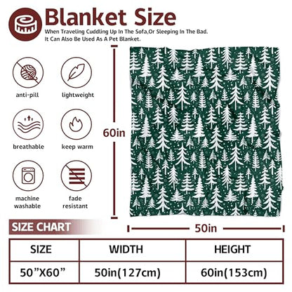 Christmas Throw Blanket 50x60 Inch - Holiday Decor Fleece Blanket - Merry Christmas Tree Design - Soft & Cozy