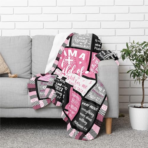 Pink I Am a Child of God Religious Blanket 60x50 Inches - Pack of 2