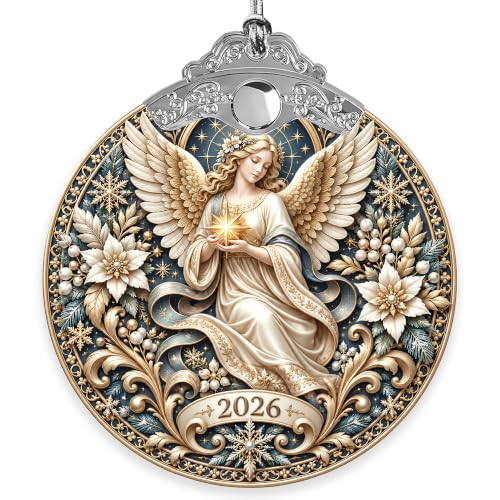 Devory 4-Inch Acrylic Christmas Angel Ornament - 2026 Winter Blessing Decoration