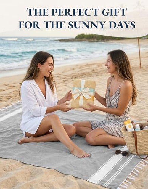 LANE LINEN Beach Towel, Oversized Beach Towel 39"x71", Lightweight Beach Essentials for Women, Large Pool Towel, Absorbent & Quick Dry, Sand Free Beach Towel - Alloy