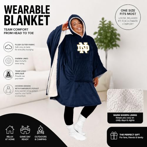 Notre Dame Fighting Irish Hooded Blanket Poncho - Sherpa Wearable Cape