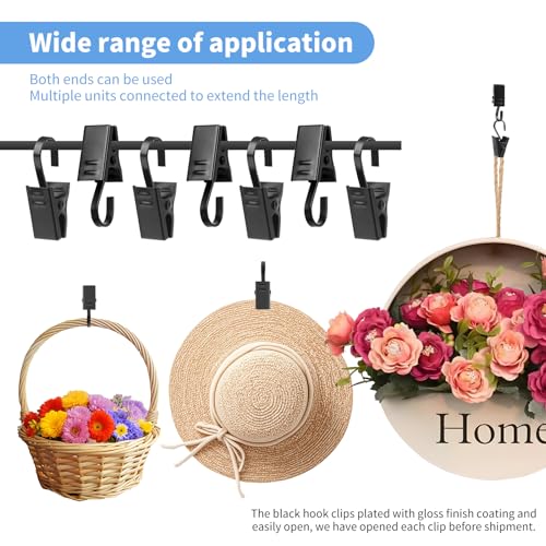 Black Stainless Steel Curtain Clips Hooks 25 Pack for Hanging Lights & Decorations