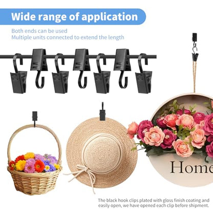 Black Stainless Steel Curtain Clips Hooks 25 Pack for Hanging Lights & Decorations