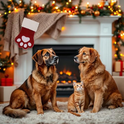 Personalized Pet Christmas Stocking for Dogs and Cats - Paw Style Holiday Decor