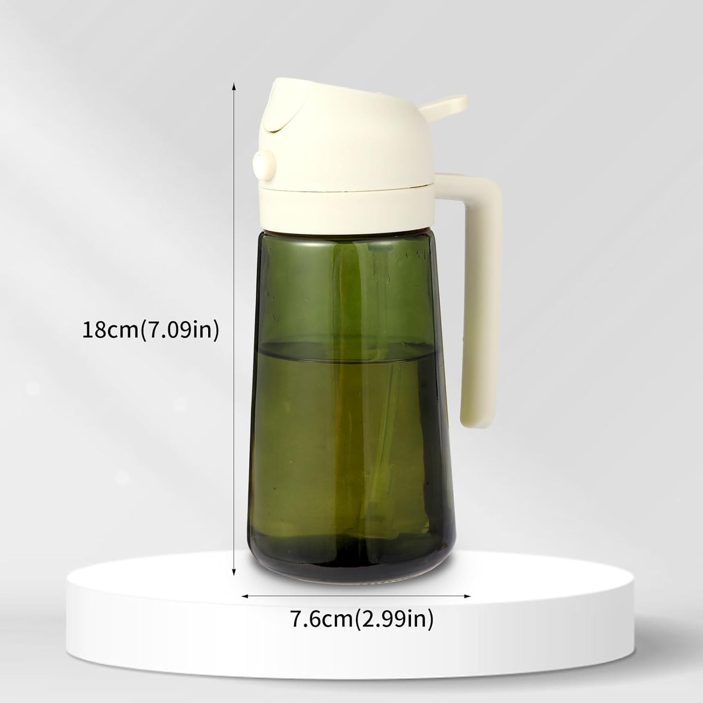 Upgraded 16oz Glass Olive Oil Sprayer - 2-in-1 No-Leak Spray & Pour Dispenser for Cooking, Salad & BBQ | Fine Mist, Easy Fill, Dishwasher Safe