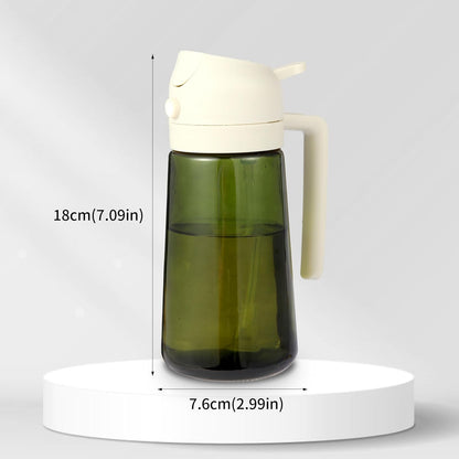 Upgraded 16oz Glass Olive Oil Sprayer - 2-in-1 No-Leak Spray & Pour Dispenser for Cooking, Salad & BBQ | Fine Mist, Easy Fill, Dishwasher Safe