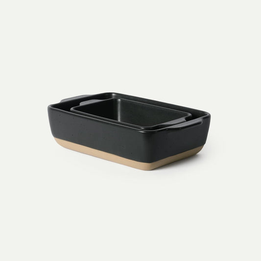 Mora Ceramic Baking Dishes Set of 2 - Versatile Casserole & Loaf Pans | 7x11 in, Porcelain, Freezer Safe - Liquorice