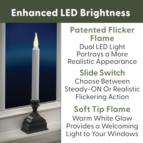 Antique Bronze Battery Operated LED Window Candle with Sensor & 8-Hour Timer - Pack of 4