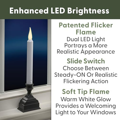 Antique Bronze Battery Operated LED Window Candle with Sensor & 8-Hour Timer - Pack of 4