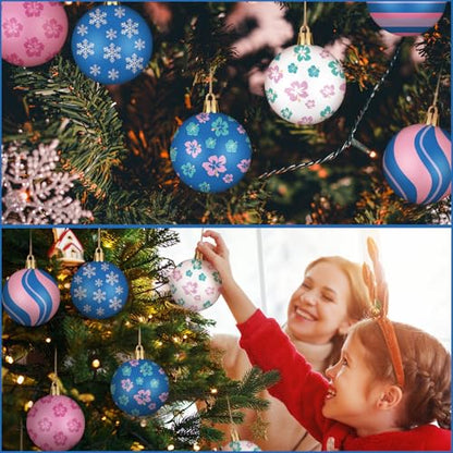 Christmas Tree Ball Ornaments Set - Cartoon Hanging Plastic Holiday Decor - Flower Variation