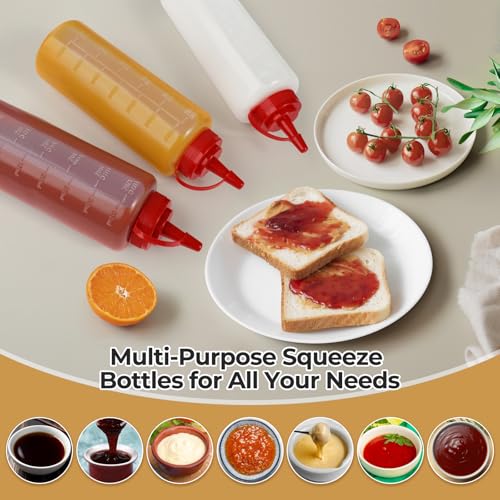 3 Pack 12 oz Leakproof Condiment Squeeze Bottles with Flip Top Caps