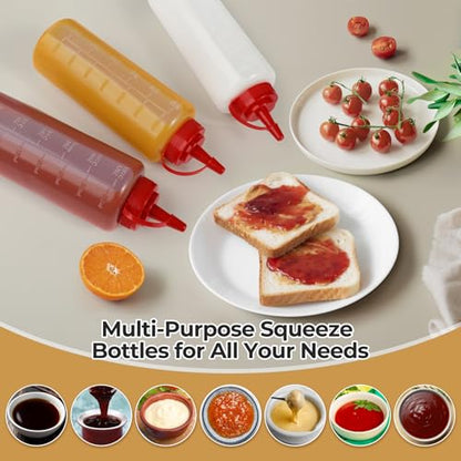 3 Pack 12 oz Leakproof Condiment Squeeze Bottles with Flip Top Caps