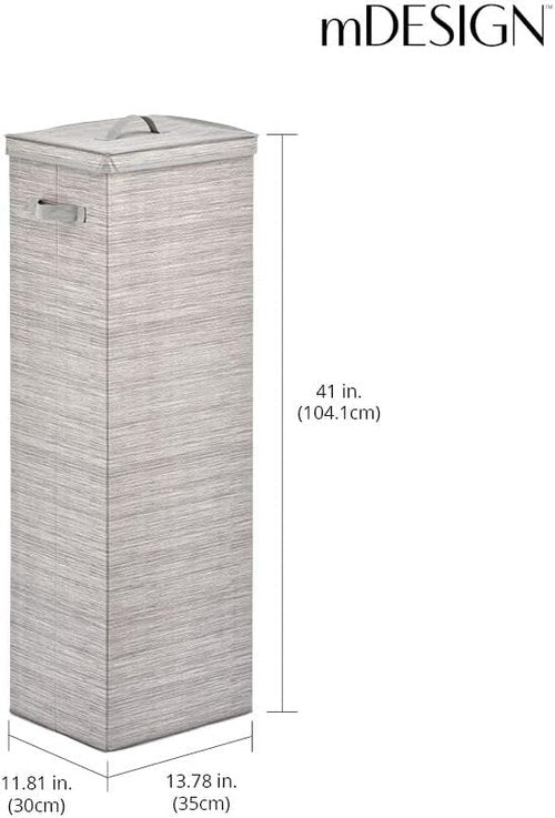 mDesign Gift-Wrapping Paper Storage Box - Tall Organizer with Handles & Removable Lid | Stripe, Taupe/Tan