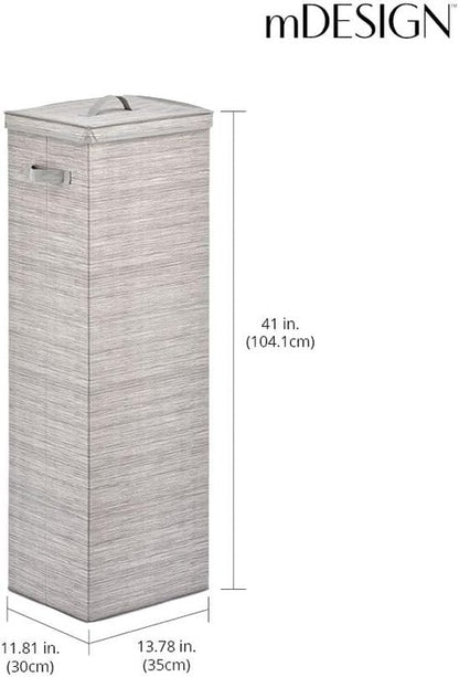 mDesign Gift-Wrapping Paper Storage Box - Tall Organizer with Handles & Removable Lid | Stripe, Taupe/Tan