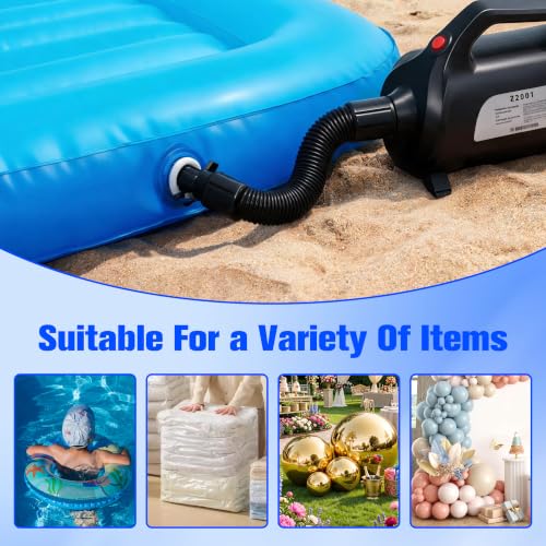 650W Electric Inflatable Air Pump with 4 Nozzles - Fast Air Mattress & Pool Float Inflator