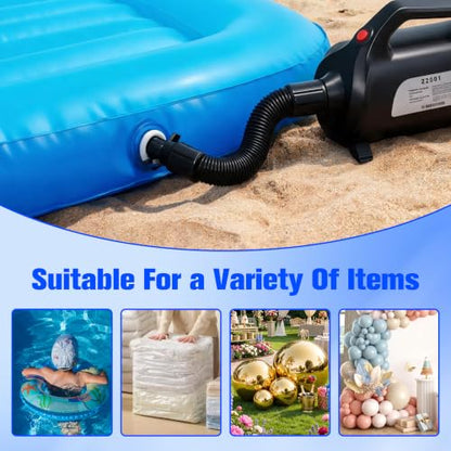 650W Electric Inflatable Air Pump with 4 Nozzles - Fast Air Mattress & Pool Float Inflator