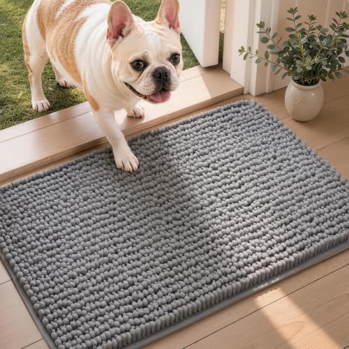 Dark Grey Bathroom Rug 30x20 Soft Chenille Non Slip Absorbent