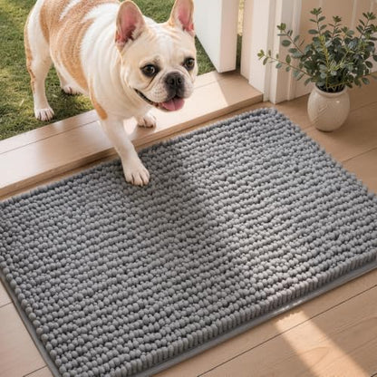 Dark Grey Bathroom Rug 30x20 Soft Chenille Non Slip Absorbent