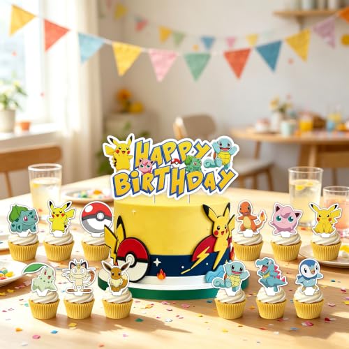 Anime Cake Topper Set for Birthday Party Decorations - 25 Pcs
