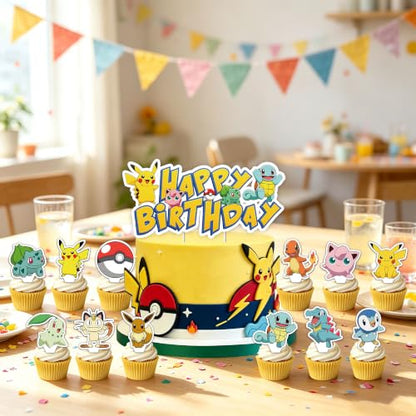 Anime Cake Topper Set for Birthday Party Decorations - 25 Pcs