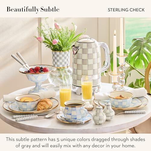 Kitchen Serving Spoon - Gray and White Check Pattern, Stainless Steel, Mackenzie-Childs