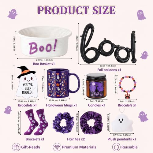 Suclain Halloween Boo Basket Gift Set for Women - Purple
