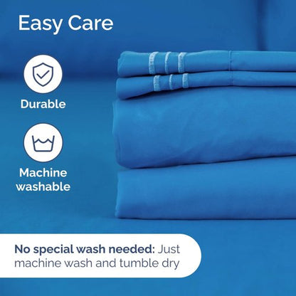 Full XL Bed Sheet - 4 Piece Full XL Bed Sheets Set - Soft, Breathable & Cooling - Hotel Luxury Bedding for Women, Men, Kids, Teens, Boys & Girls - Deep Pockets, Comfy, Fade & Wrinkle Free - Royal Blue