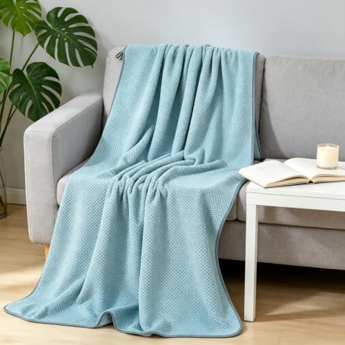 Lightweight Microfiber Bath Towel 26x55 Inches for Body & Travel - Blue