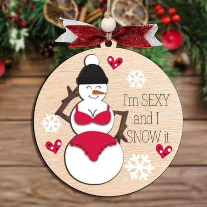 Funny Holiday Ornament 2026 - Wooden Christmas Tree Decoration for Adults - Naughty Ugly Xmas Hanging - L22 Edition