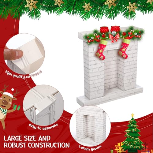 Fullhawl Christmas Cardboard Fireplace 3D Brick Backdrop - White