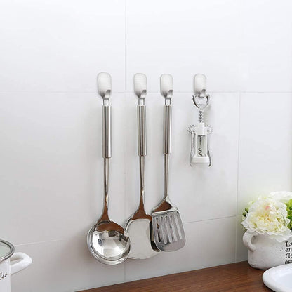 Adhesive Hooks | Strong Waterproof Stainless Steel Wall Hangers for Bathroom & Kitchen - 16 Pack