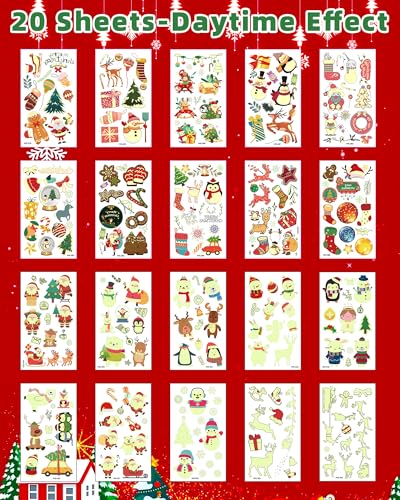 Christmas Luminous Temporary Tattoos Set - 260 Styles Kids Party Favors