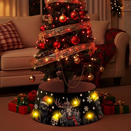 LED Christmas Tree Collar with Spooky Black Ring for Holiday Decor