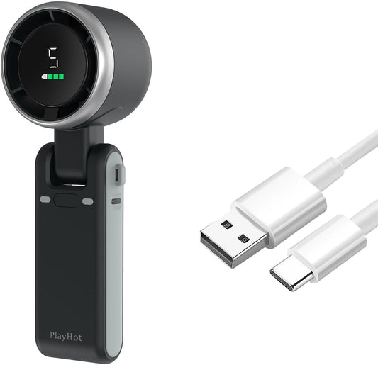 PlayHot Portable Handheld Turbo Fan - Compact Design with USB-C Cable | Sleek Black Color
