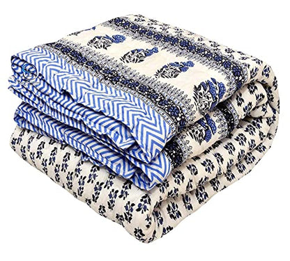 Traditional Jaipuri Printed Cotton Quilt - Light Weight Single Bed Razai - Design 5