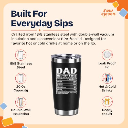 20 Oz Dad Tumbler Black - Father's Day Gift for Dad from Kids - Dad Nutrition Variation
