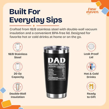 20 Oz Dad Tumbler Black - Father's Day Gift for Dad from Kids - Dad Nutrition Variation
