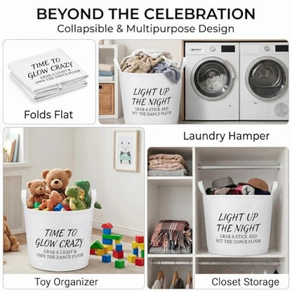 15.7 Inch & 11.8 Inch Felt Party Baskets - Thickened, Freestanding with Slogans - 2-Pack