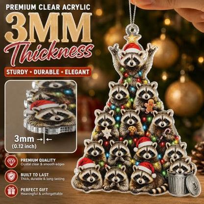 Raccoon Christmas Ornament Tree Decoration - Festive Holiday Keepsake - RUSATEN