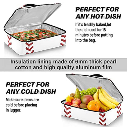 Kigai Sport Baseball Print Casserole Dish Carrier for Hot or Cold Food Storage,Insulated Casserole Carrying Case Perfect for Parties, Picnics and Camping; Fits 9” x 13”Baking Dishes