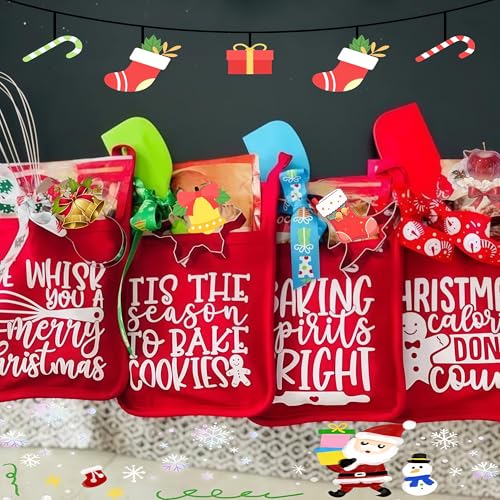 Christmas Pot Holder & Oven Mitt Set Gift for Teacher, Neighbor, Family - 3PCS Christmas Calories Don't Count Variation
