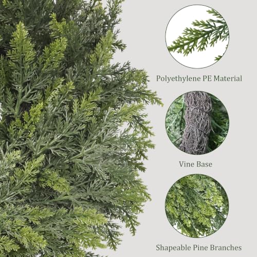 Green 26-Inch Christmas Cedar Wreath for Front Door Indoor Outdoor Decor - Real Touch Handmade Full Faux Greenery Set