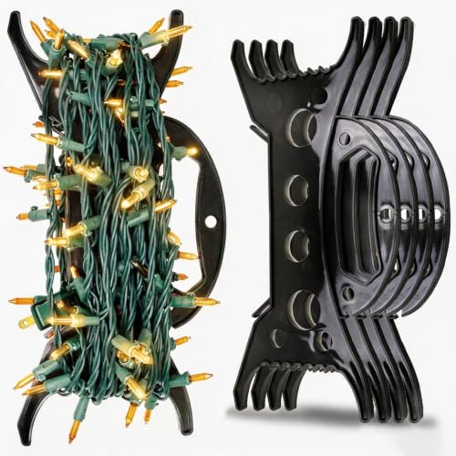 8PC Christmas Light Storage Holders Set - Cord Wind Up & Organizer, Black