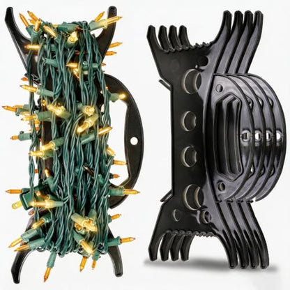 8PC Christmas Light Storage Holders Set - Cord Wind Up & Organizer, Black