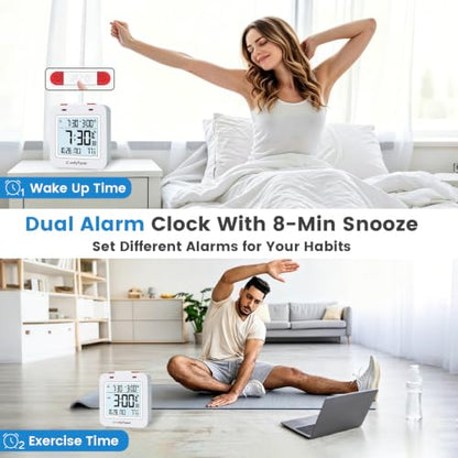 Digital Atomic Alarm Clock with Backlight & Temperature, Battery Operated Bedroom Clock