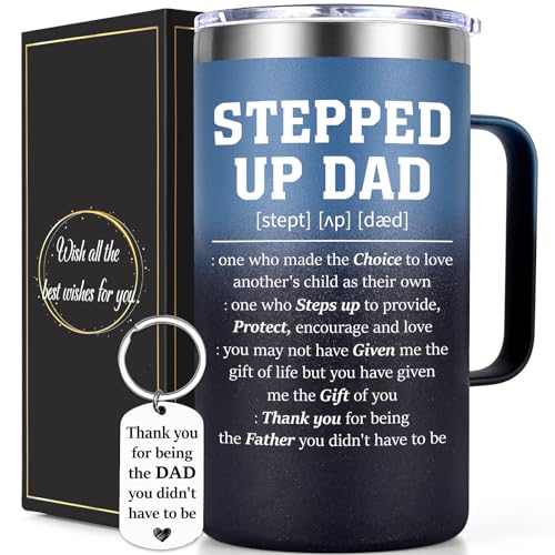 Gradient 20oz Insulated Coffee Mug for Stepdad - Father's Day Gift with Keychain