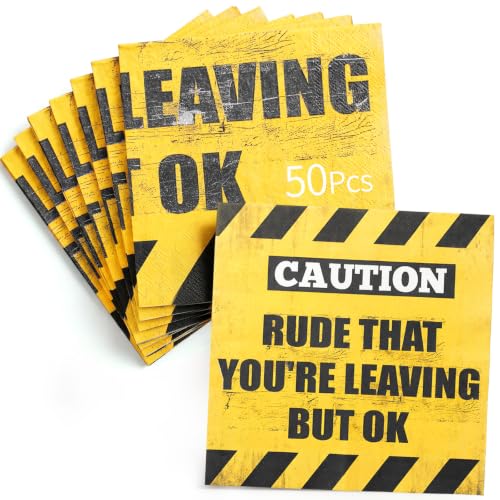 50 Pack Warning Sign Style Cocktail Napkins for Retirement & Farewell Parties