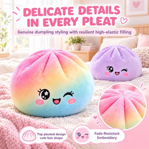Baozi Pillow - Custom Name Embroidered Plush Dumpling Gift - Bun Shaped Decor
