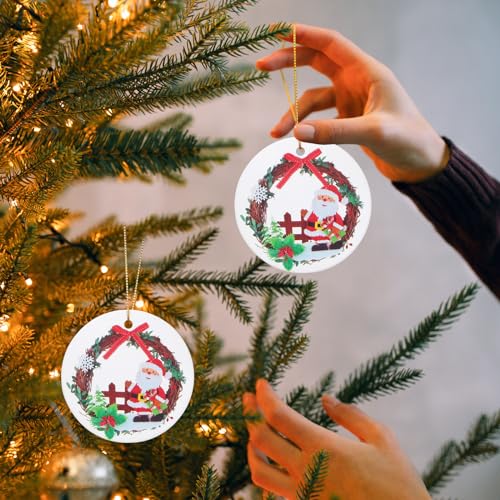 Santa Ceramic Christmas Ornament - Mini Tree Decoration for Xmas Tree Farmhouse Outdoor - Santa 01