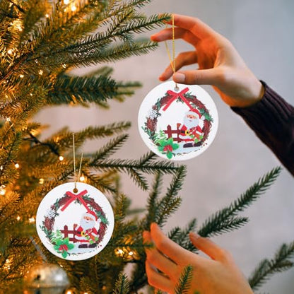 Santa Ceramic Christmas Ornament - Mini Tree Decoration for Xmas Tree Farmhouse Outdoor - Santa 01